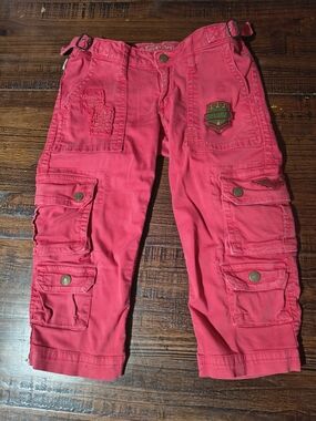 Robin's Jean Kids Red Cargo Joggers with Patch Details Size 26 Cotton